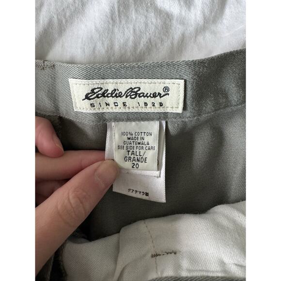 Eddie Bauer Womens Tall Chino Pants Green Cotton Pleated Size 20 Classic Casual - Picture 2 of 8